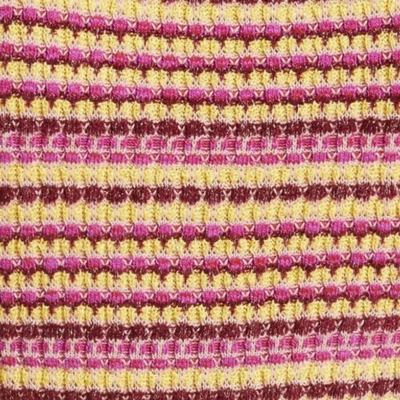 Free People Retro Cool Knit Mini Dress Large 12 Slight Shimmer Crew Neck Pink - Picture 9 of 15